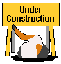 Animated gif: cat butt with wagging tail emerging from a hole in the ground with an 'under construction' sign behind it.